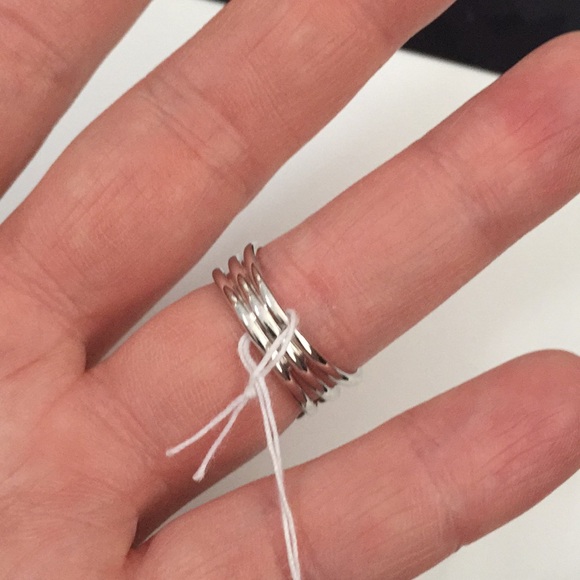 Sterling and rose multi row sapphire ring - Picture 4 of 7